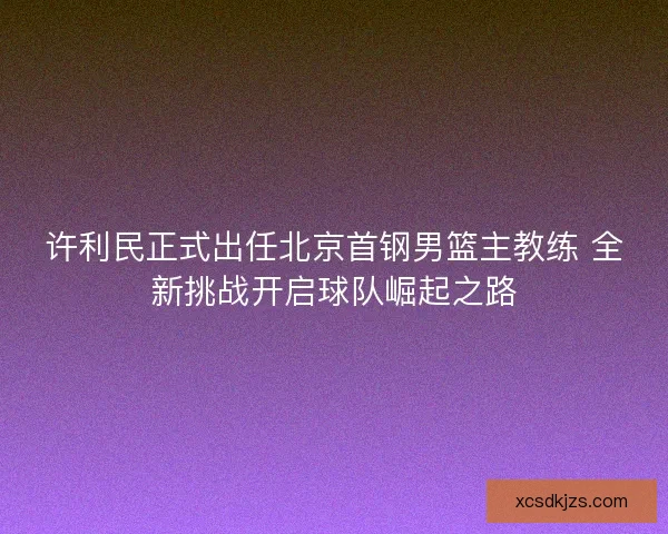 许利民正式出任北京首钢男篮主教练 全新挑战开启球队崛起之路